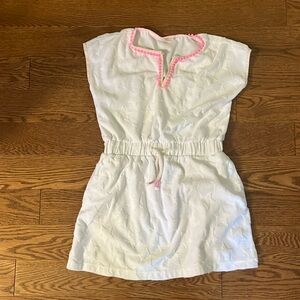 Crewcuts White Kids Swim Coverup with Pink Trim